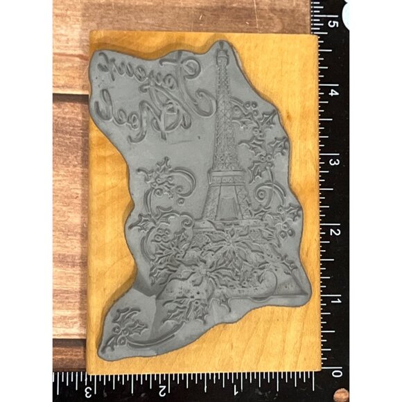 2011 STAMPENDOUS P129 EIFFEL NOEL WOOD MOUNTED RUBBER STAMP CHRISTMAS - Picture 4 of 4